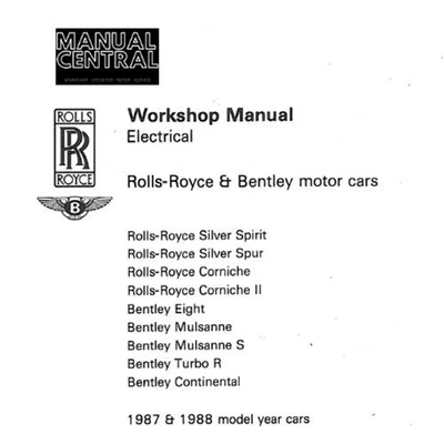 BENTLEY EIGHT MULSANNE S TURBO R CONTINENTAL ELECTRICAL WORKSHOP 87-88 TSD4701 - Image 1 of 3