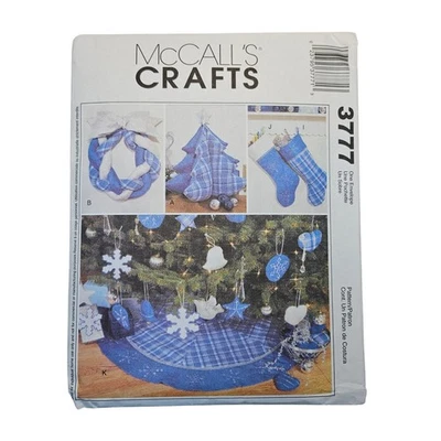 McCalls #3777 Sewing Pattern Christmas Tree Stockings Tree Skirt Ornament Wreath - Image 1 of 3