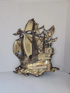 Vintage großes 1958 Homco #3663 Wandrelief riesiges maritimes Piratenschiff Bild - Bild 1 von 15