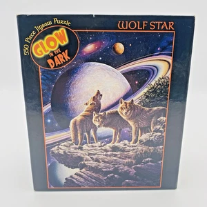 Ceaco Glow in the Dark Wolf Star 550 Piece Jigsaw Puzzle Vintage 2002 Sealed NOS - Picture 1 of 6
