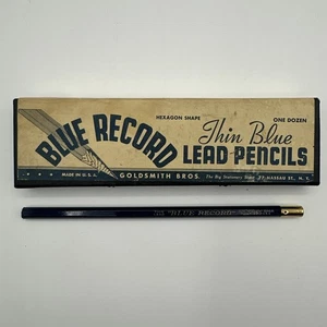Rare 1940s Vtg Goldsmith Bros Thin Blue Record Pencils W Box - Picture 1 of 8