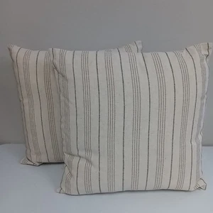 Threshold Set of 2 Cotton Flax Woven Striped Pillow 18x18in Removable Cover - Picture 1 of 4