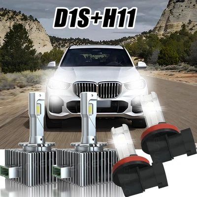 For BMW X5 2016 D1S Headlight HID Hi/Lo Beam H11 LED Fog Light Bulbs Cold White - Изображение 1 из 4