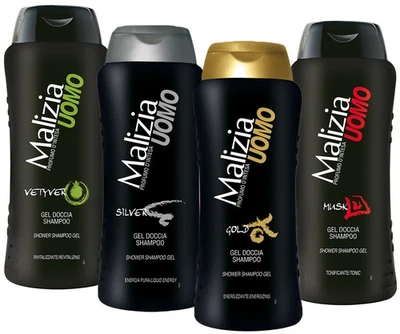 MALIZIA UOMO Duschgel & Shampoo Dream Set 4x250ml Vetyver Musk Silver Gold