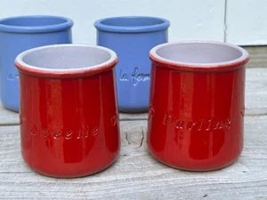Lot Set 10 French La Fermiere Yogurt Terracotta Clear Glass Blue Red Pots Pot - Picture 1 of 6