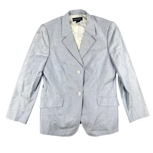 Brooks Brothers Blazer Damen 16 blau strukturiert 2-Knopf komplett gefüttert Baumwolle Jacke - Bild 1 von 12