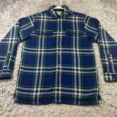 Camisa LL Bean Pequeña Forrada de Vellón Franela Botón Cuadros Azul Verde Foto 1 de 4