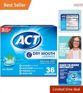 Soothing Mint Dry Mouth Lozenges with Xylitol - 36 Sugar-Free Relief Packs - Picture 1 of 12