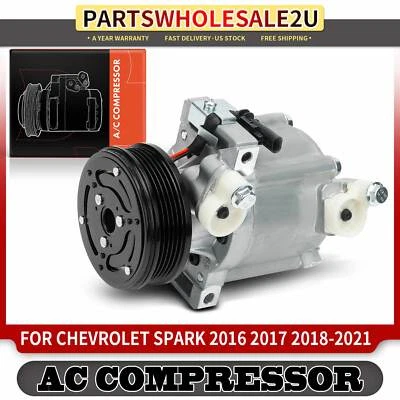 New AC A/C Compressor with Clutch for Chevrolet Spark 2016-2022 L4 1.4L 5-Groove - Image 1 of 4