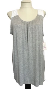 SECRET TREASURES MIX AND MATCH Stretchy Gray Rayon Knit Tank Sz L - Picture 1 of 7