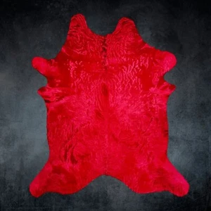 Red Dyed Cowhide Rug Cowhide Size 6.4 x 7.5 ft ---5154 - Picture 1 of 5
