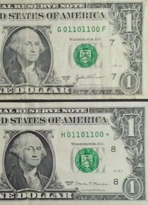 Scarce Matching True BINARY Series 2017 STAR 2003 A $1 FRN - Picture 1 of 3