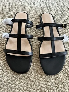 Stuart Weitzman Womens Black Flat Sandals Size 6.5 - Picture 1 of 5