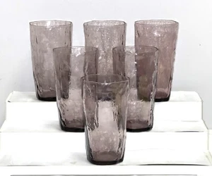 6 Morgantown SENECA DRIFTWOOD CRINKLE AMETHYST 5 1/2" ICED TEA TUMBLERS - Picture 1 of 2