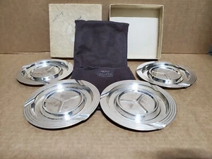 Set 4 Posacenere Mercedes Benz Silver Plate Pilcher 5” Tondo con Panno Argento - Foto 1 di 8