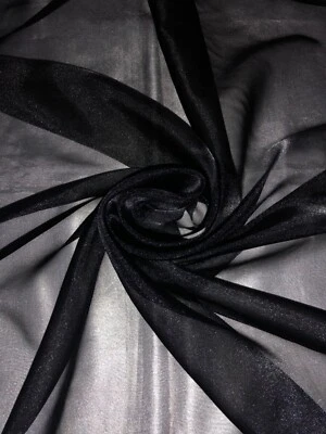 1 Mtr Black Shiny Crystal Organza Fabric 58” wide Decoration Dress Costumes veil - Image 1 of 4