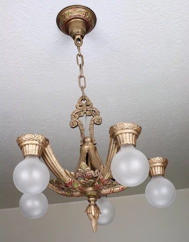 20's Antique Vintage ART DECO Ceiling Light Fixture CHANDELIER ~WOW Cover