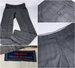 Pantalones Raymond a Medida 35x32 Gris Lana a Cuadros Frente Plano Cónico Nuevos YGI C3-68 - Imagen 1 de 10