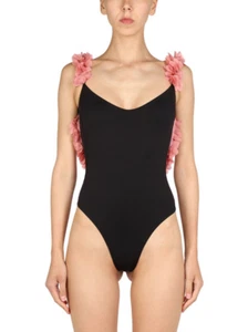 Traje de Baño La Reveche Amira Negro Rosa Una Pieza Organza Flores Talla S Nuevo con Etiquetas - Imagen 1 de 5