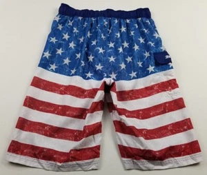 ZeroXposur Swim Board Shorts Boy’s XL 18 20 Red White Blue Flag Pockets Beach - Picture 1 of 11
