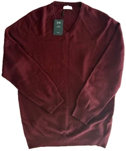 NWT NAADAM Men's XXL 100% Cashmere V-Neck Sweater Burgundy - Picture 1 of 3