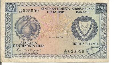 CYPRUS, 250 MILS, P#41c, 1979 - Image 1 of 2