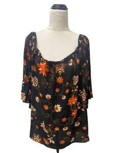 Table Eight sheer floral off shoulder pleat butterfly sleeves blouse top size 16 - Bild 1 von 8