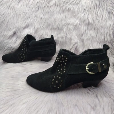 Botas al tobillo Jeffery Campbell Mozi de gamuza para mujer talla 6 negras con hebilla tachonadas Foto 1 de 4