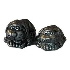 2 estatuillas de peltre vintage perros cachorro miniatura coleccionable sin marca - Imagen 1 de 5