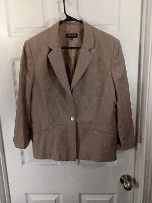 John Meyer Blazer Jacket Size 16 Brown With Stripes - Image 1 of 4