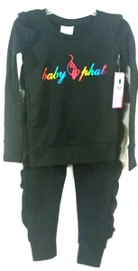 Baby Phat Girls Black Terry 2pc Ruffle Set Size  5/6 - Picture 1 of 4