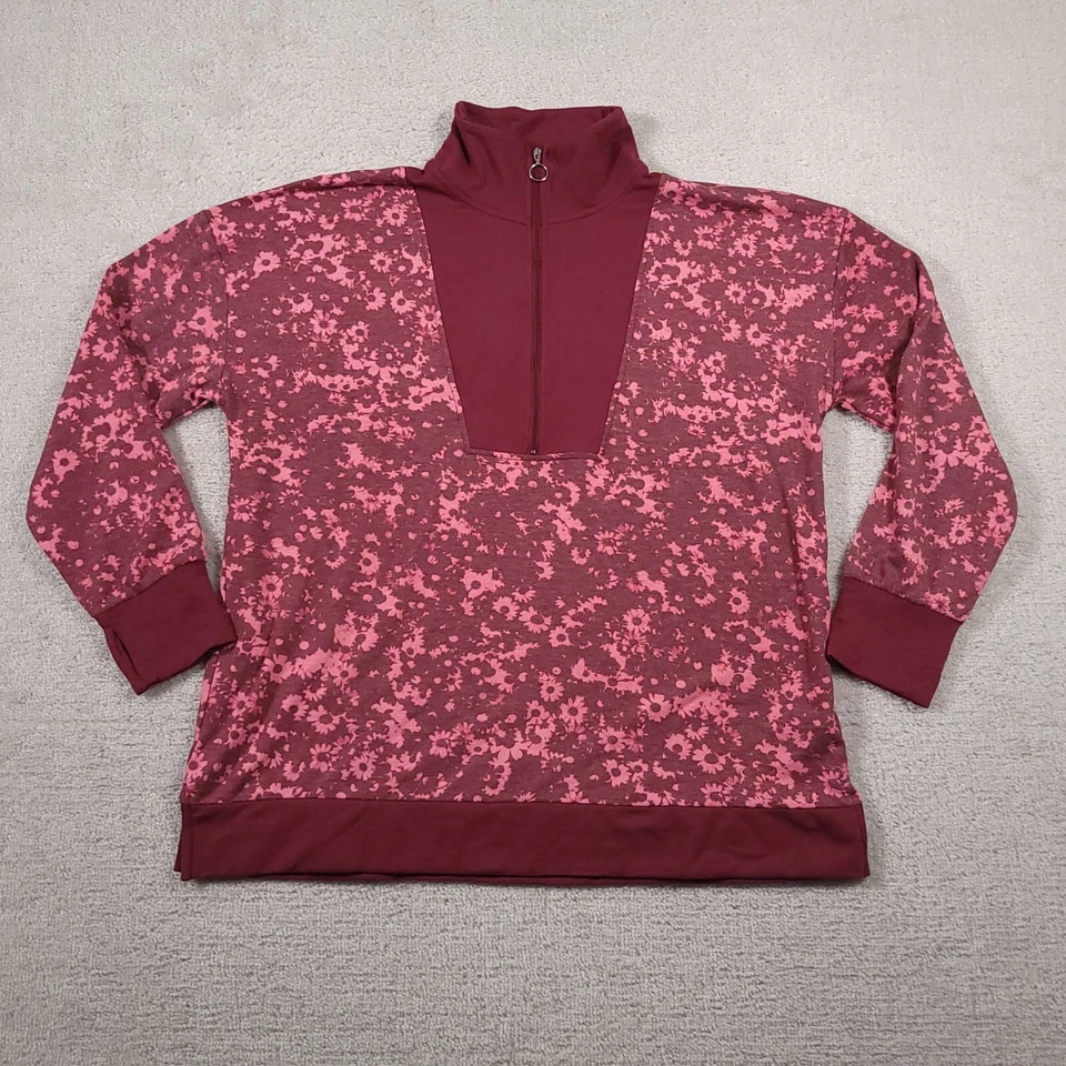 Pullover para mujer Cuddl Duds ropa cómoda 1/2 cremallera cuello falso grande floral informal Foto 1 de 4