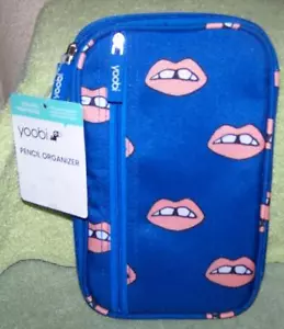Yoobi Pencil Organizer Blue Peach Lips Icons NWT - Picture 1 of 2