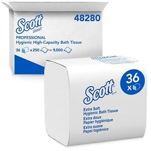 Scott 48280 Control Hygienic Bath Tissue, 2-Ply, 250 per Pack, Case of 36 Packs