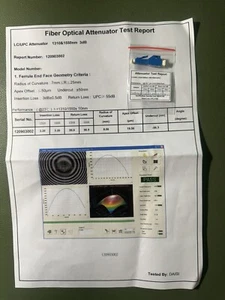 (2X)New LC Fiber Optic LC/UPC-3DB Attenuator with test and geometry measurements - Picture 1 of 1