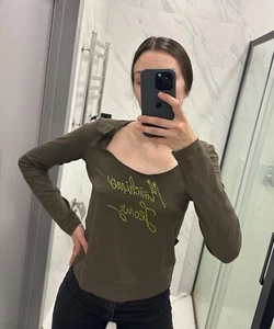 Womens MOSCHINO Long Sleeve T-Shirt Green Size US 12 IT 46 - Picture 1 of 5