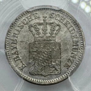 1865 GERMANY SILVER 3 KREUZER BAVARIA MUNICH LUDWIG II MS 64 BU 💥SCARCE COIN💥 - Picture 1 of 4
