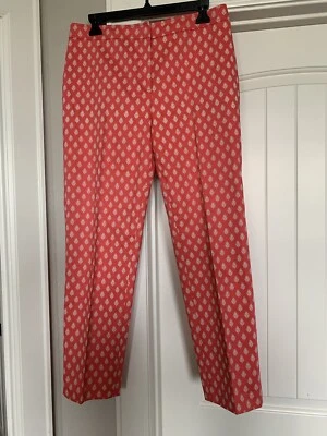 Pantalones al tobillo Doncaster para mujer blanco y melocotón oscuro tiro medio 26” entrepierna talla 8 Foto 1 de 4