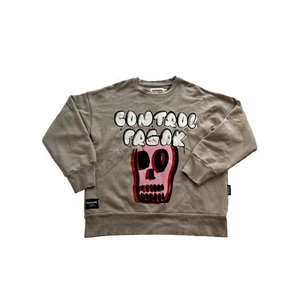 NWT Nununu Bubbly Dizzy Skull Sweatshirt in Smoke Grey - Picture 1 of 3