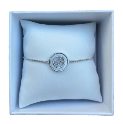 MICHAEL KORS Silver Tone Pave Logo Charm Slider Bracelet Rhinestone MKJX7762040 - Image 1 of 4