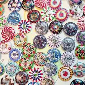50pcs Colorful Boho Vintage Decorative Buttons for Sewing & Crafts - Picture 1 of 2