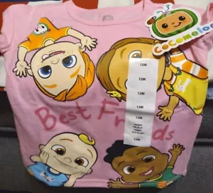 NEW WITH TAGS COCOMELON PINK BEGONIA "BEST FRIENDS" SHORT SLEEVE T-SHIRT 12-MOS! - Picture 1 of 4