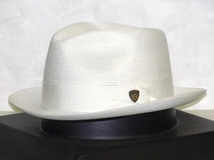 DOBBS ROSEBUD FLORENTINE MILAN STRAW FEDORA HAT - Picture 1 of 14