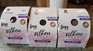 3 collant L'eggs leggs Silken Mist Black Mist & NudeControl ultra trasparenti taglia B - Foto 1 di 6