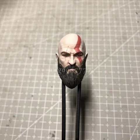 Painted 1/10 1/12 Kratos God of War Head Sculpt for 6" Mafex SHF ML Mez 7" Neca Cover