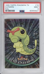 PSA 9 Mint Caterpie 2000 Pokemon Topps Chrome T.V. #10