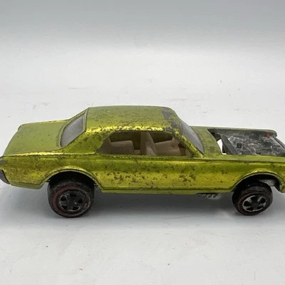 HOT WHEELS REDLINE CUSTOM COUGAR U.S. LIME YELLOW W/ WHITE INT. HTF SMALL TANK - Image 1 of 4