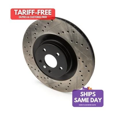 Stoptech 127.61124R, One Black Iron Sport Drilled/Slotted Br Ake Rotor Performan - Image 1 of 4