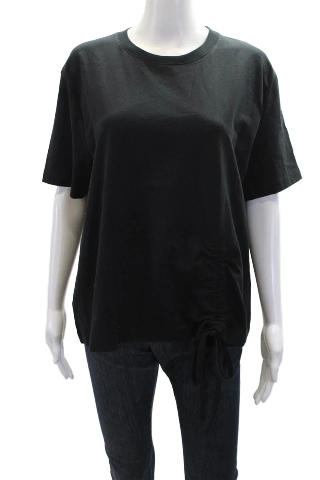 Camisa corbata acanalada cuello redondo manga corta French Connection para mujer azul marino talla grande Foto 1 de 4