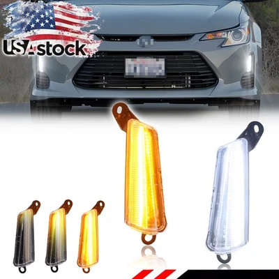 2X Clear Switchback LED DRL Driving Lights W/ Turn Signal For 2014-2016 Scion tC - Image 1 of 4